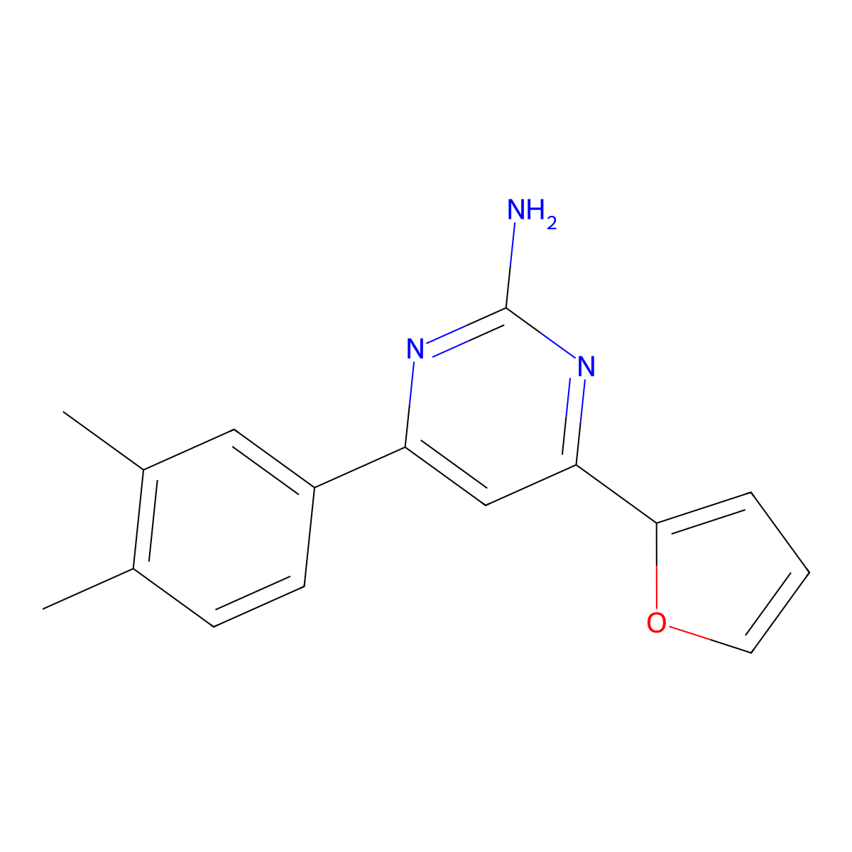 4-(3,4-Dimethylphenyl)-6-(furan-2-yl)pyrimidin-2-amine molecular structure, CAS 1354923-73-1