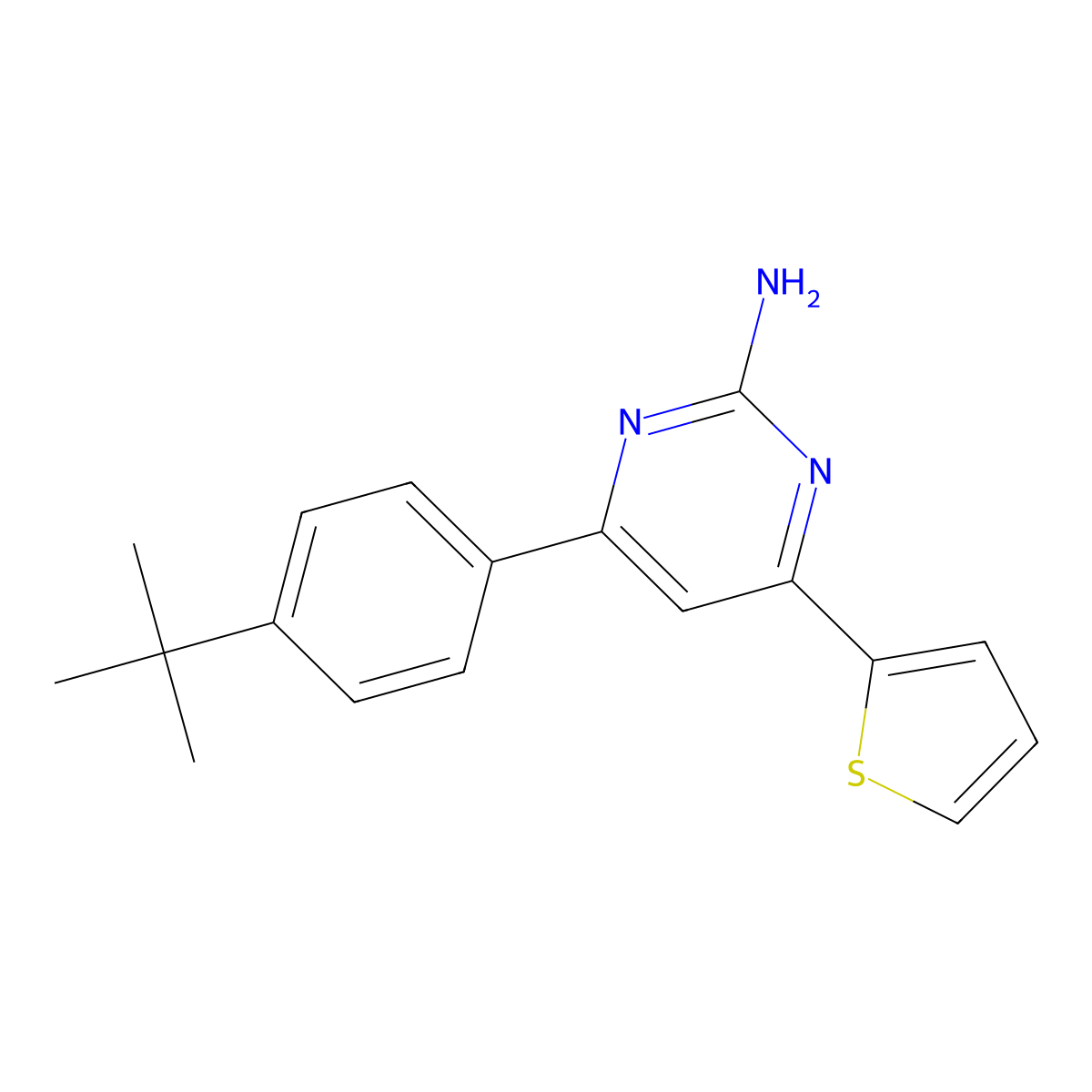 4-(4-tert-Butylphenyl)-6-(thiophen-2-yl)pyrimidin-2-amine molecular structure, CAS 1354923-96-8
