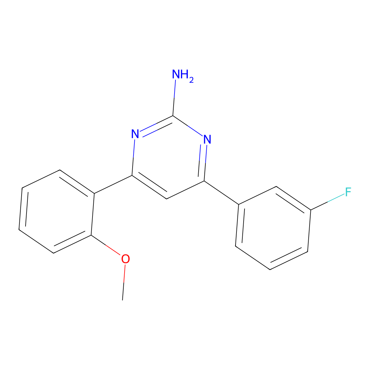 4-(3-Fluorophenyl)-6-(2-methoxyphenyl)pyrimidin-2-amine molecular structure, CAS 1354923-98-0