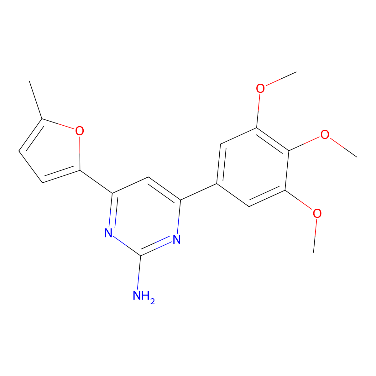 4-(5-Methylfuran-2-yl)-6-(3,4,5-trimethoxyphenyl)pyrimidin-2-amine molecular structure, CAS 1354924-08-5