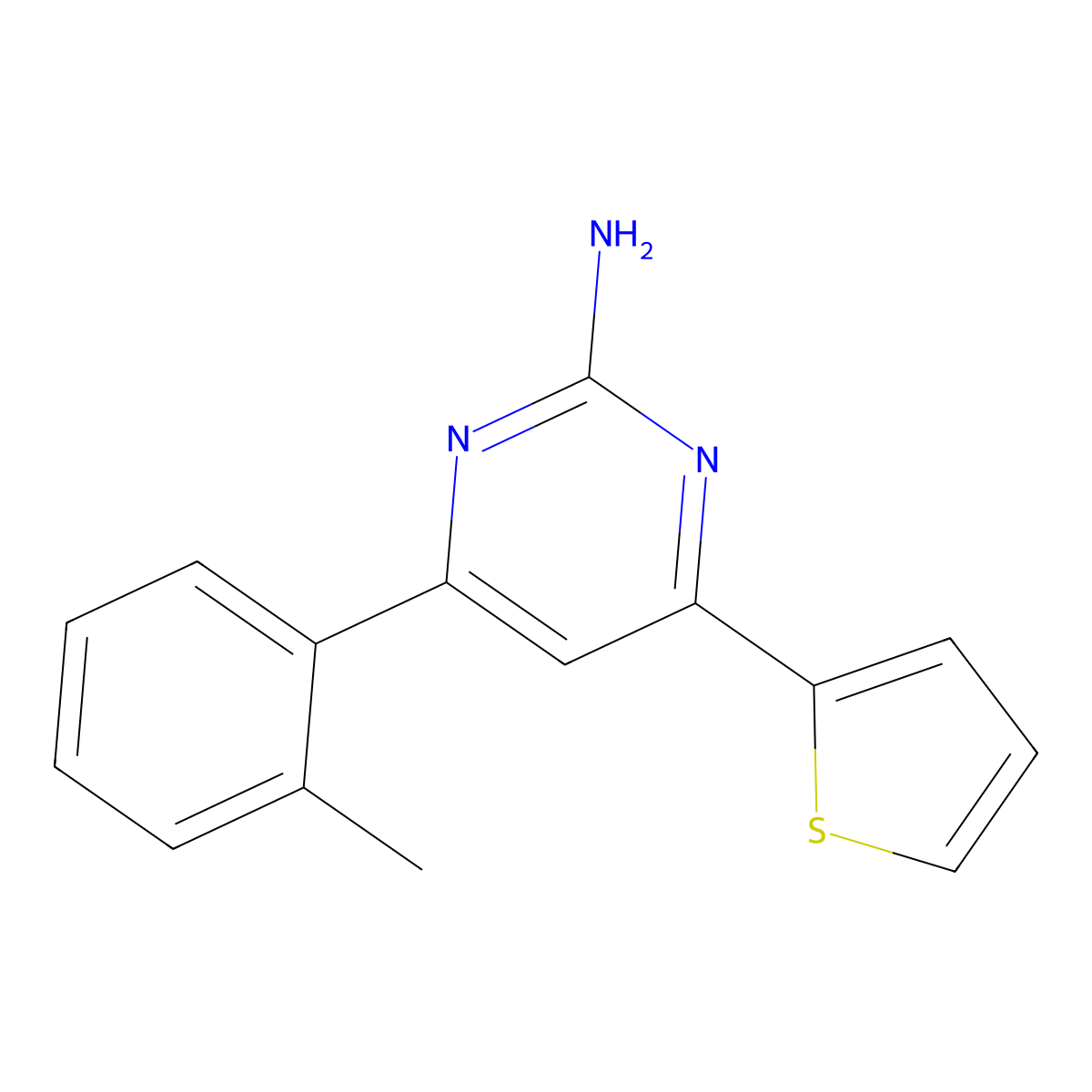 4-(2-Methylphenyl)-6-(thiophen-2-yl)pyrimidin-2-amine molecular structure, CAS 1354924-16-5