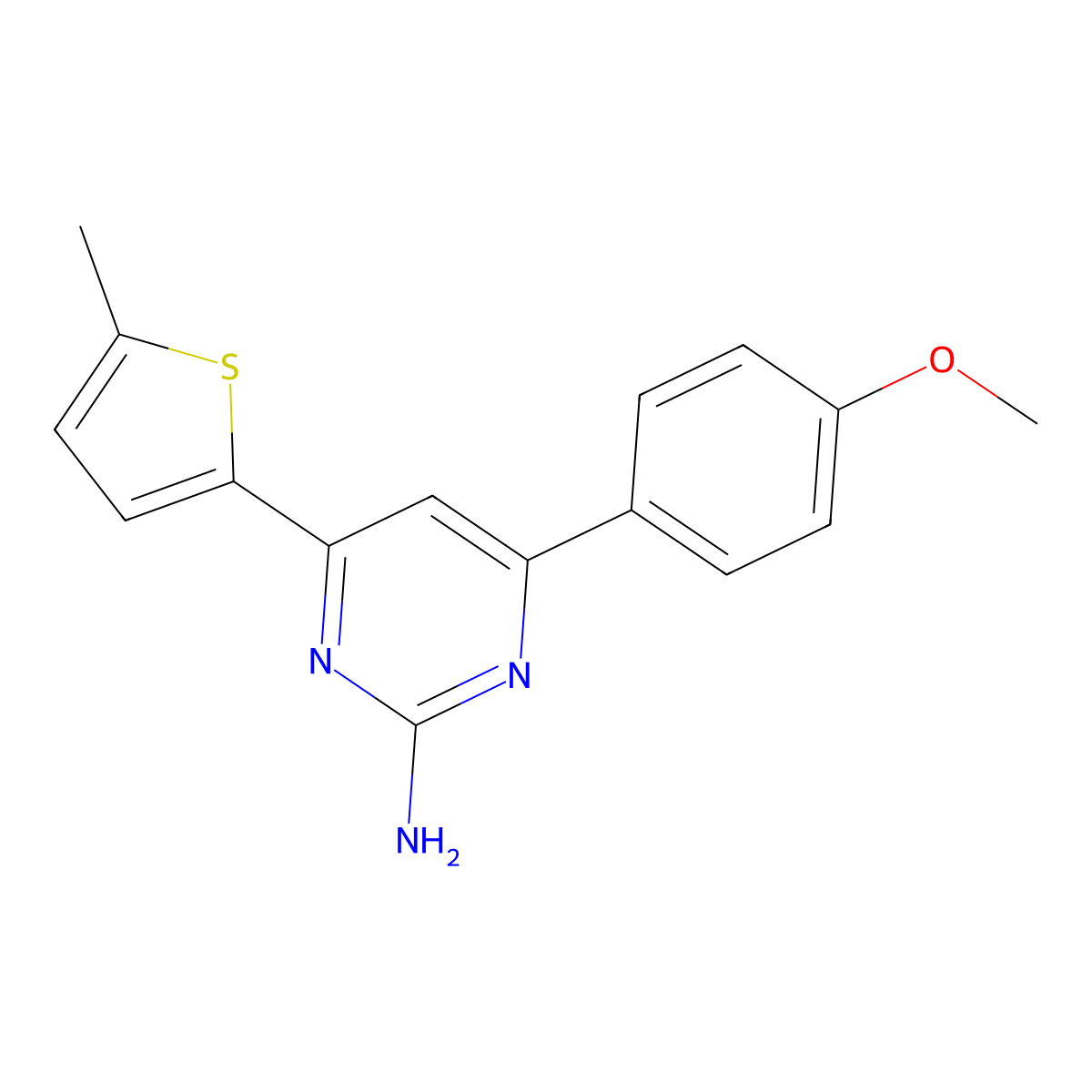 4-(4-Methoxyphenyl)-6-(5-methylthiophen-2-yl)pyrimidin-2-amine molecular structure, CAS 1354924-22-3