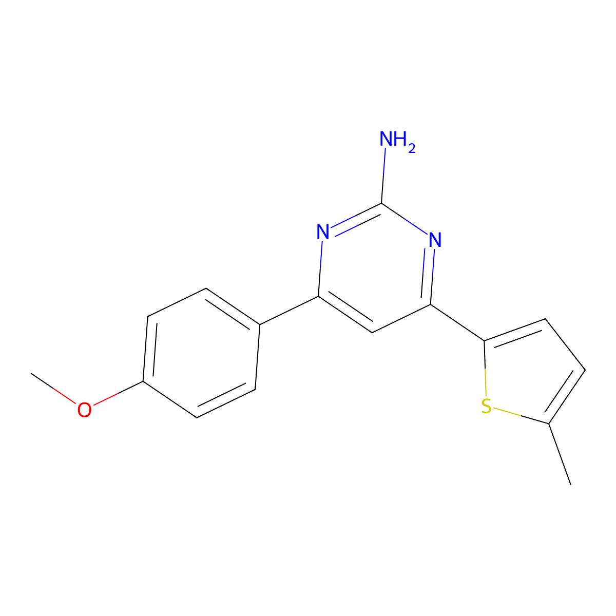 4-(4-Methoxyphenyl)-6-(5-methylthiophen-2-yl)pyrimidin-2-amine molecular structure, CAS 1354924-22-3