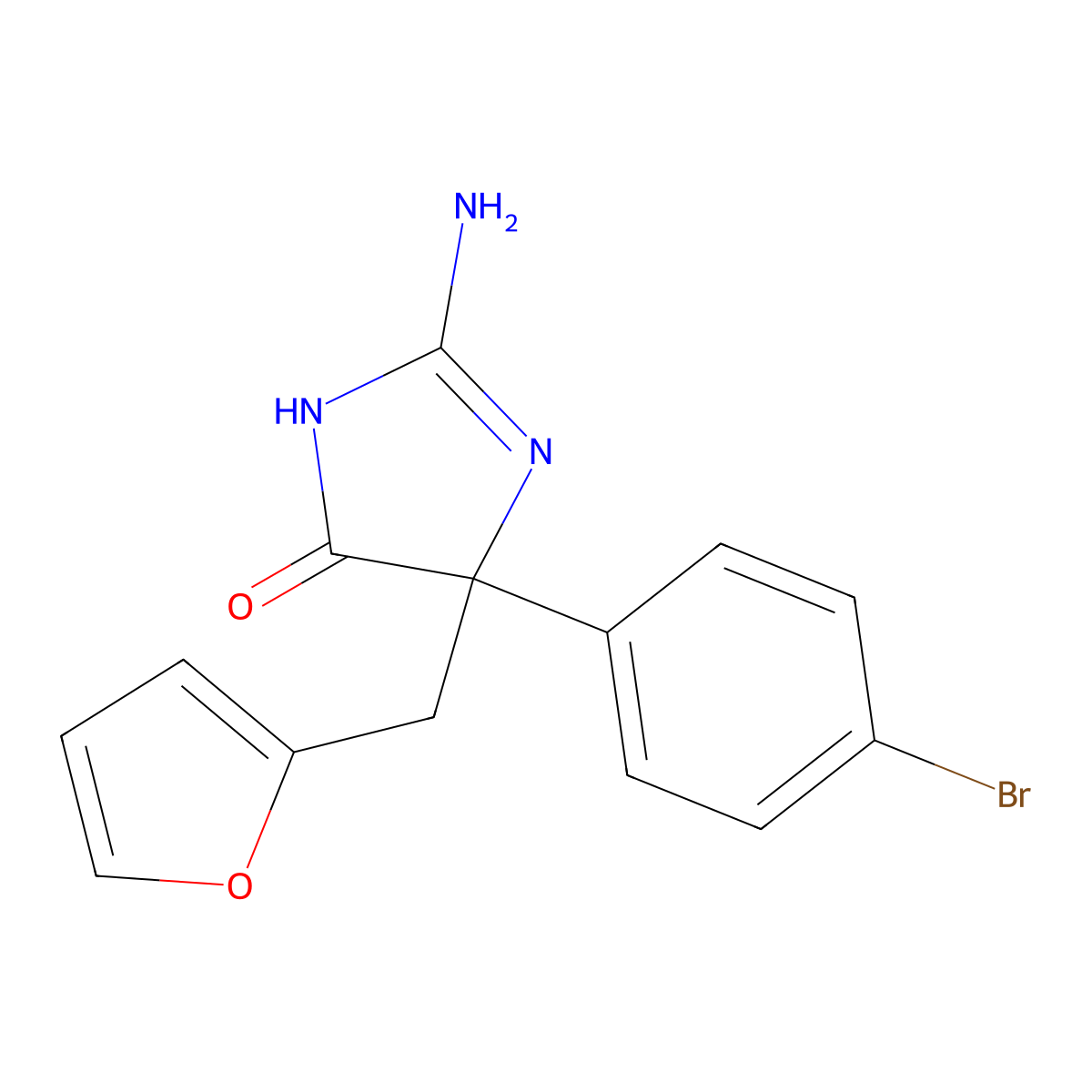 2-amino-5-(4-bromophenyl)-5-[(furan-2-yl)methyl]-4,5-dihydro-1H-imidazol-4-one molecular structure, CAS 1354924-30-3