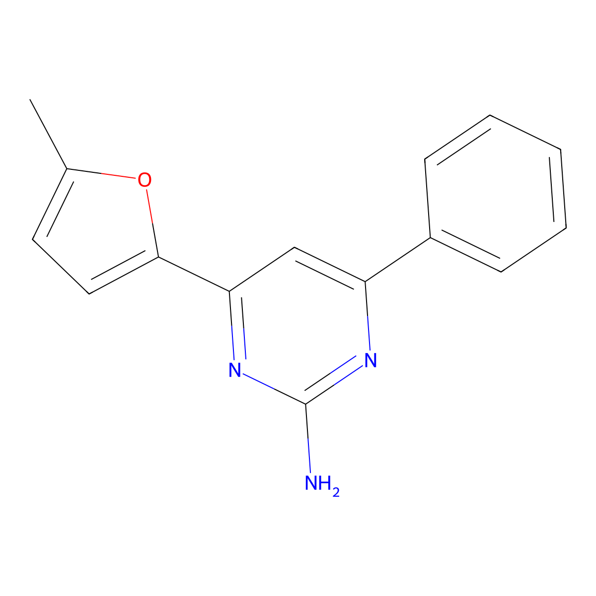 4-(5-Methylfuran-2-yl)-6-phenylpyrimidin-2-amine molecular structure, CAS 1354924-35-8