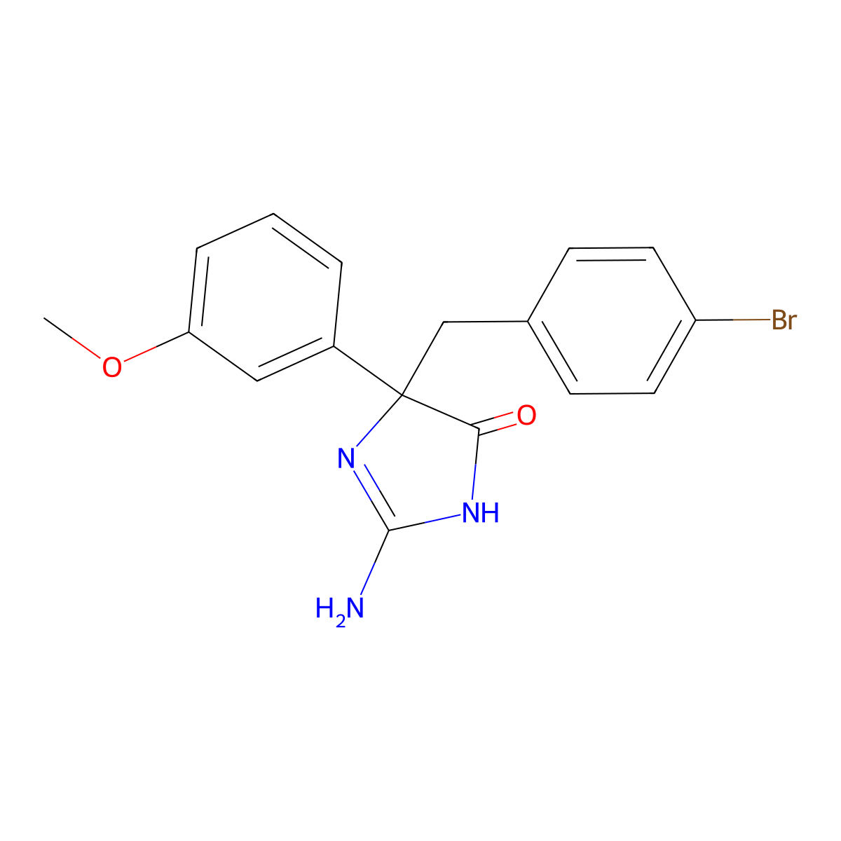 2-Amino-5-[(4-bromophenyl)methyl]-5-(3-methoxyphenyl)-4,5-dihydro-1H-imidazol-4-one molecular structure, CAS 1354924-37-0