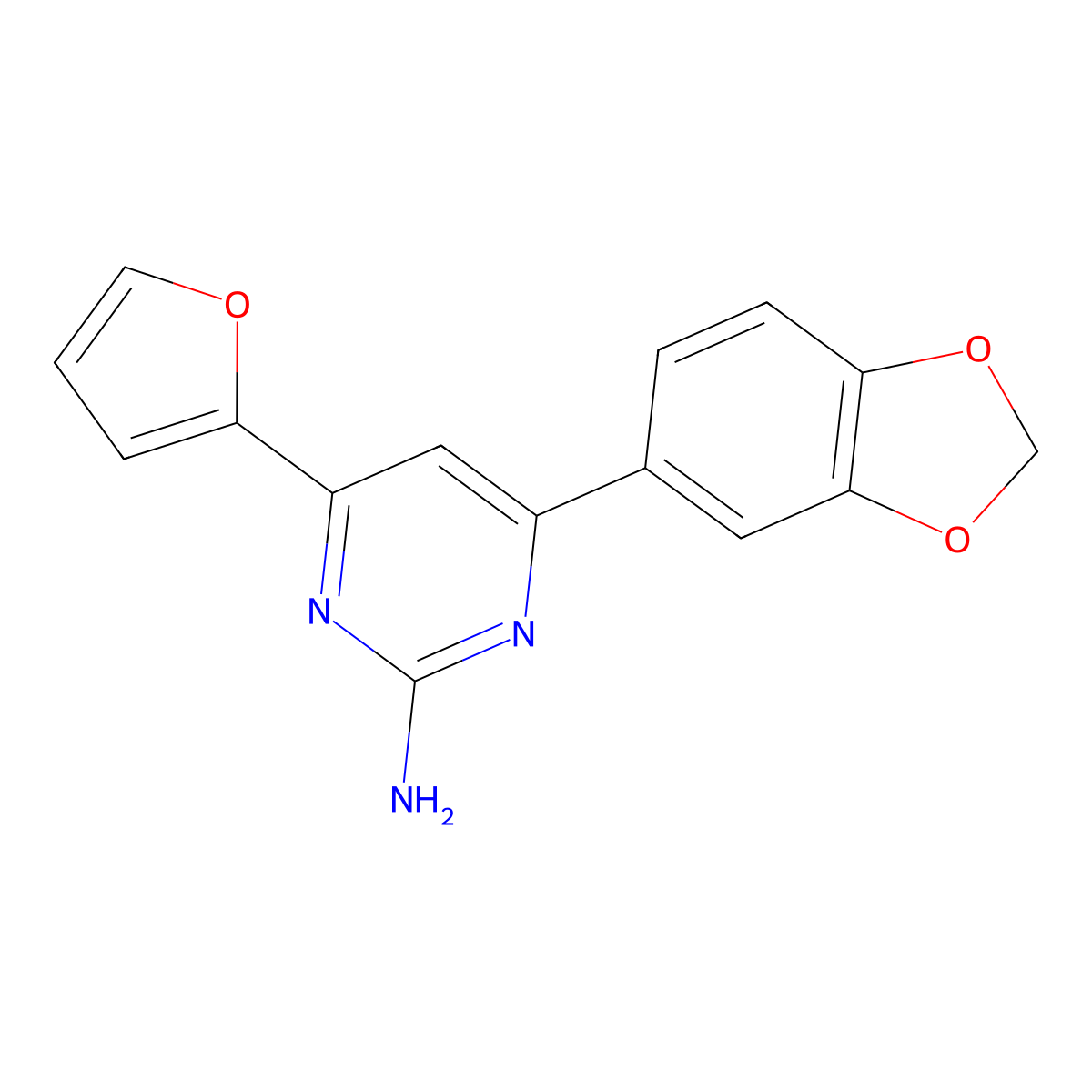 4-(2H-1,3-Benzodioxol-5-yl)-6-(furan-2-yl)pyrimidin-2-amine molecular structure, CAS 1354924-52-9