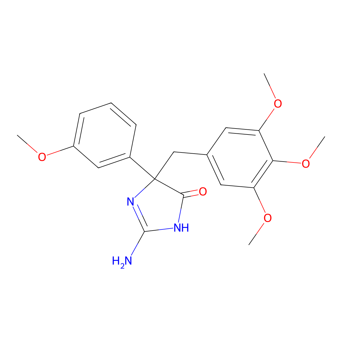 2-Amino-5-(3-methoxyphenyl)-5-[(3,4,5-trimethoxyphenyl)methyl]-4,5-dihydro-1H-imidazol-4-one molecular structure, CAS 1354924-56-3