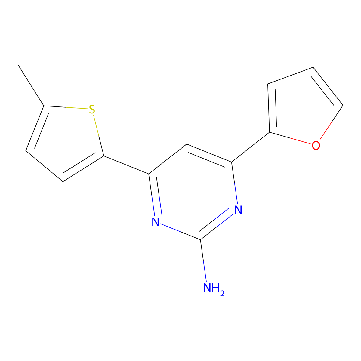 4-(Furan-2-yl)-6-(5-methylthiophen-2-yl)pyrimidin-2-amine molecular structure, CAS 1354924-58-5