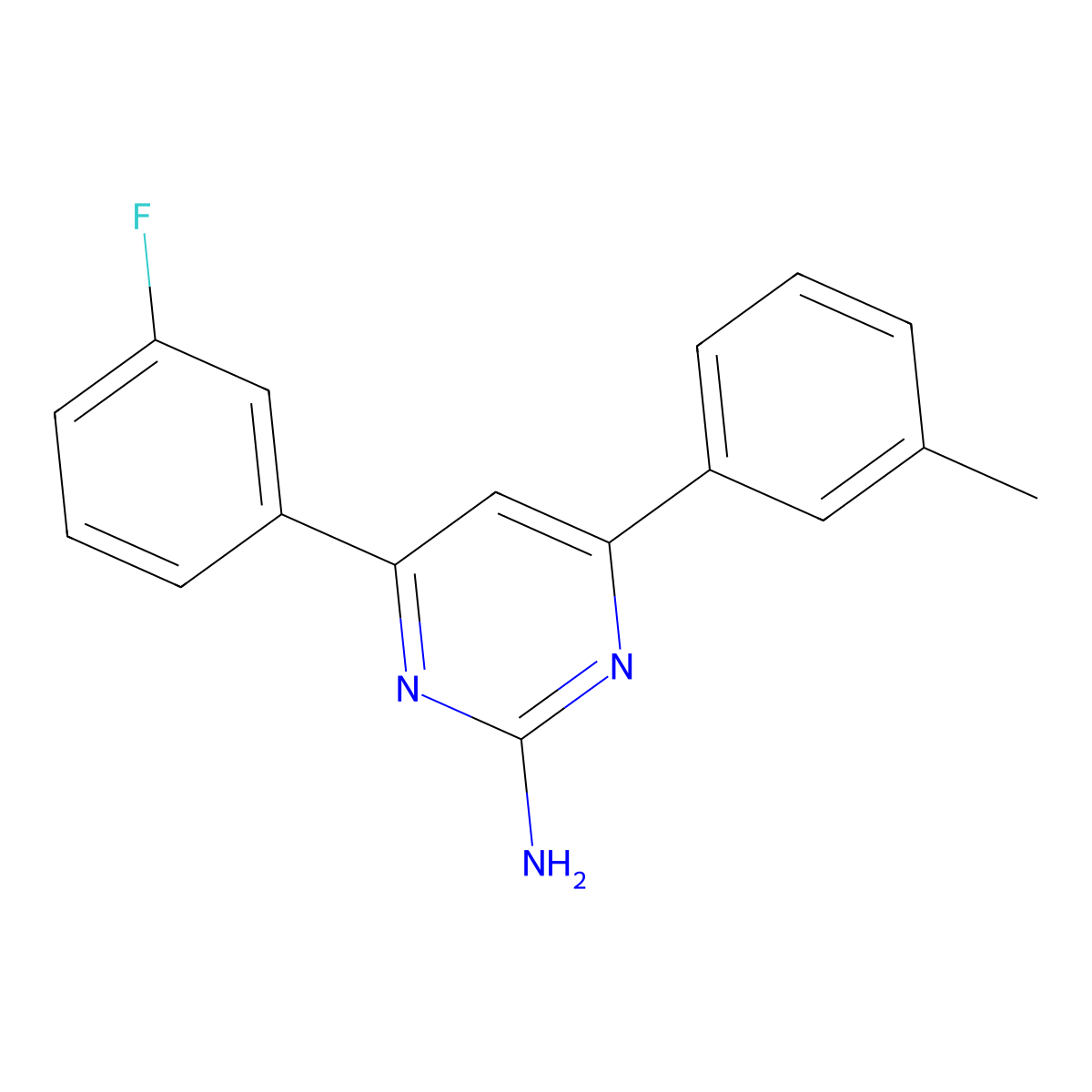 4-(3-Fluorophenyl)-6-(3-methylphenyl)pyrimidin-2-amine molecular structure, CAS 1354924-67-6