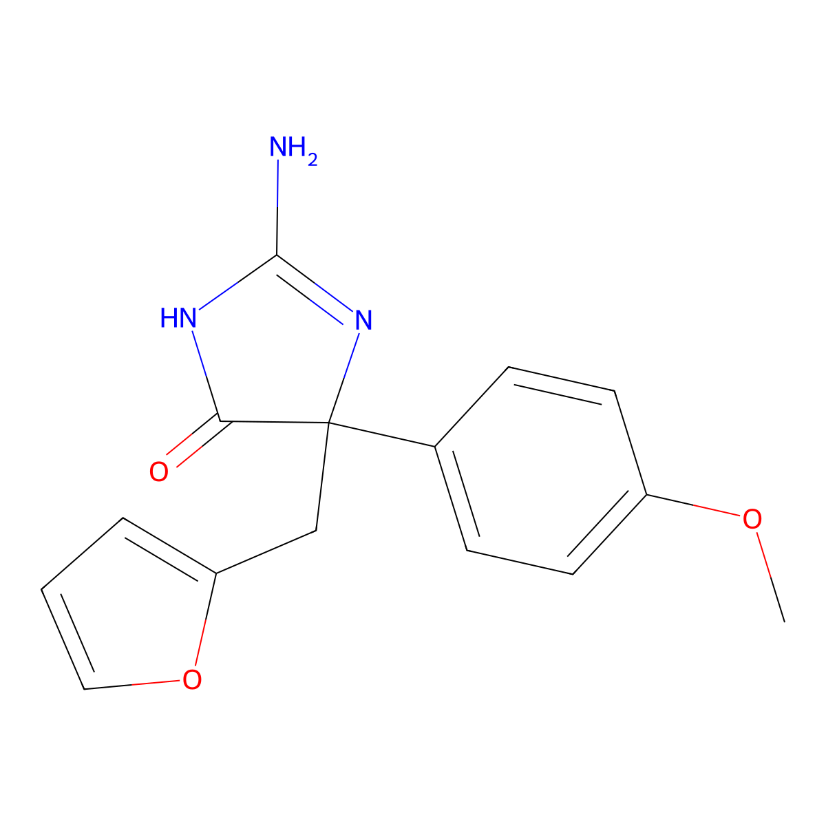 2-amino-5-[(furan-2-yl)methyl]-5-(4-methoxyphenyl)-4,5-dihydro-1H-imidazol-4-one molecular structure, CAS 1354924-76-7