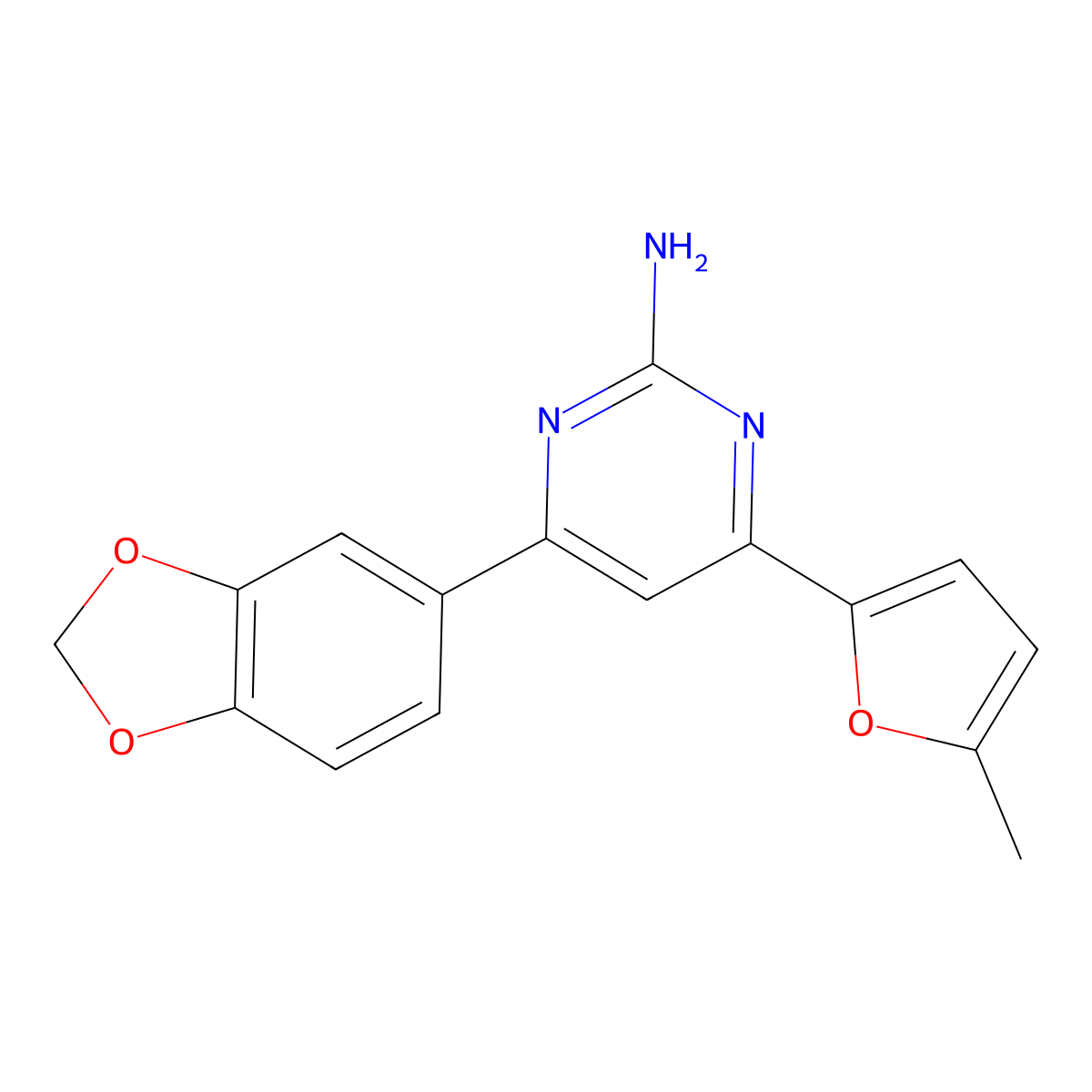 4-(2H-1,3-Benzodioxol-5-yl)-6-(5-methylfuran-2-yl)pyrimidin-2-amine molecular structure, CAS 1354924-78-9