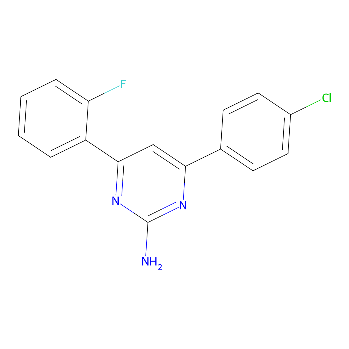 4-(4-Chlorophenyl)-6-(2-fluorophenyl)pyrimidin-2-amine molecular structure, CAS 1354924-89-2