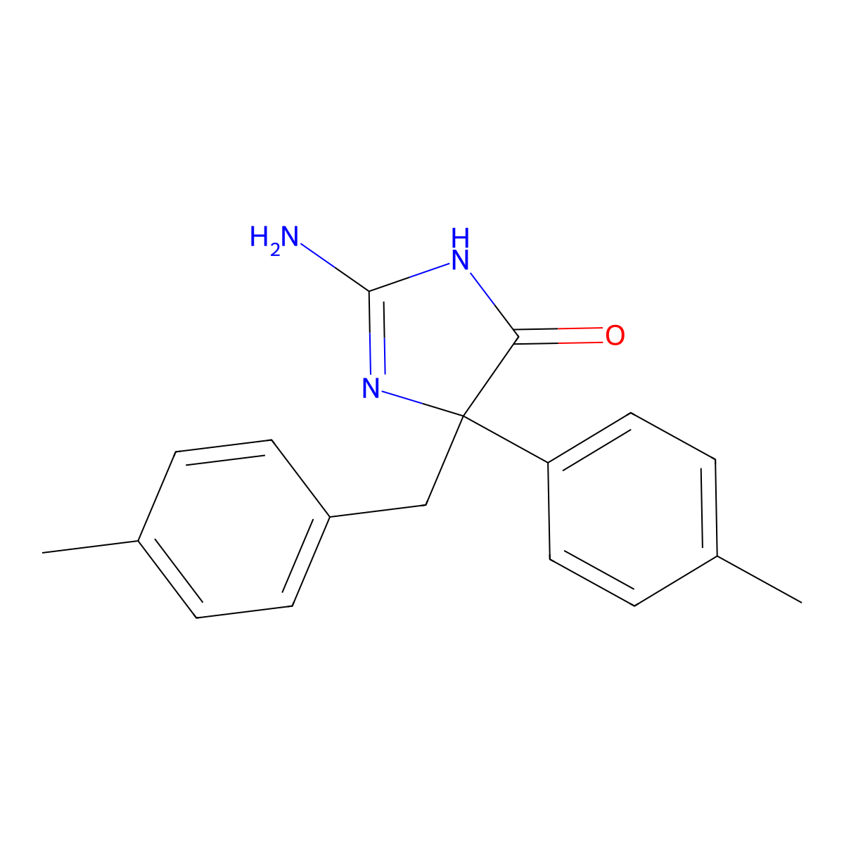 2-Amino-5-(4-methylphenyl)-5-[(4-methylphenyl)methyl]-4,5-dihydro-1H-imidazol-4-one molecular structure, CAS 1354924-98-3