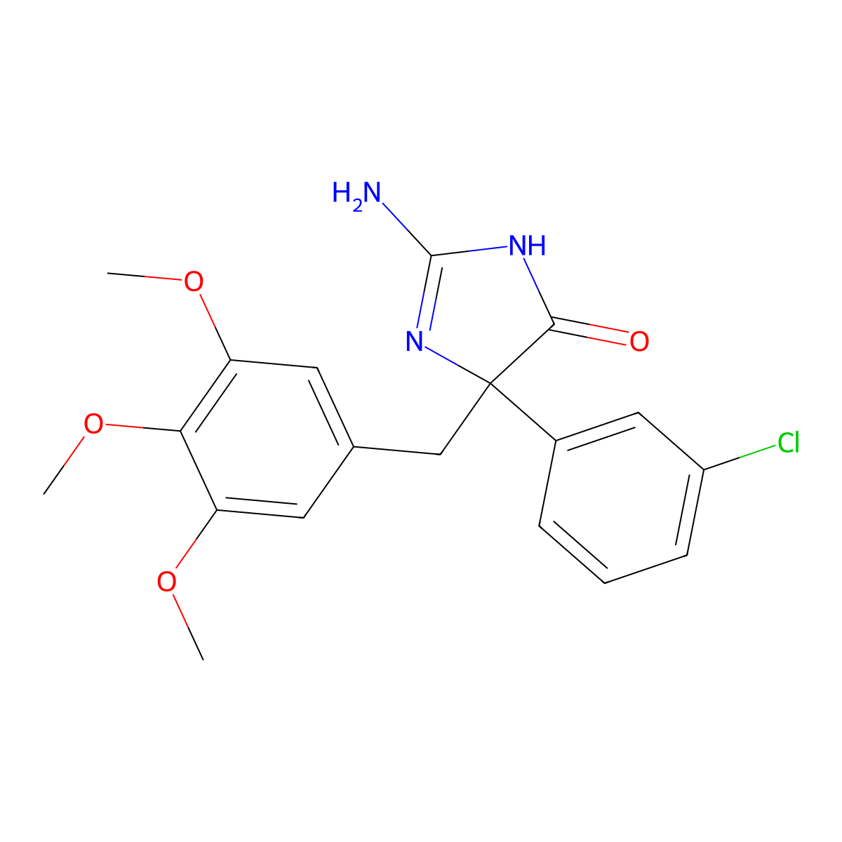 2-Amino-5-(3-chlorophenyl)-5-[(3,4,5-trimethoxyphenyl)methyl]-4,5-dihydro-1H-imidazol-4-one molecular structure, CAS 1354925-02-2