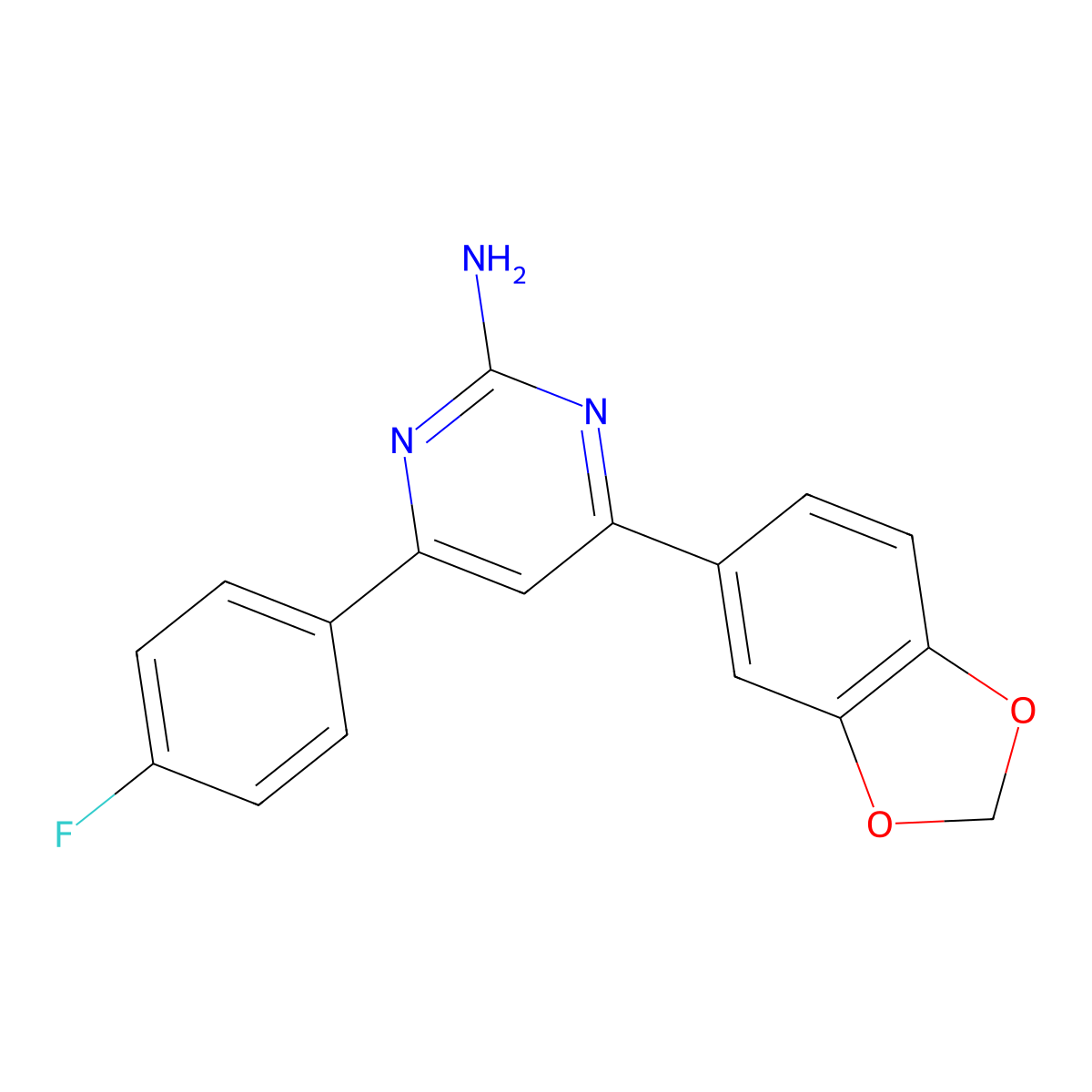 4-(2H-1,3-Benzodioxol-5-yl)-6-(4-fluorophenyl)pyrimidin-2-amine molecular structure, CAS 1354925-30-6