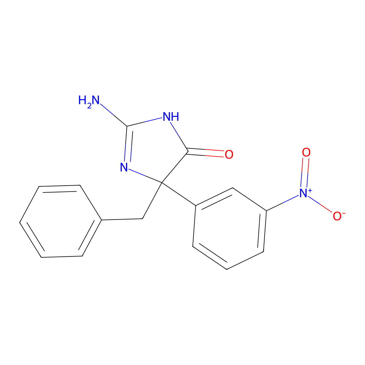 2-Amino-5-benzyl-5-(3-nitrophenyl)-4,5-dihydro-1H-imidazol-4-one molecular structure, CAS 1354925-33-9