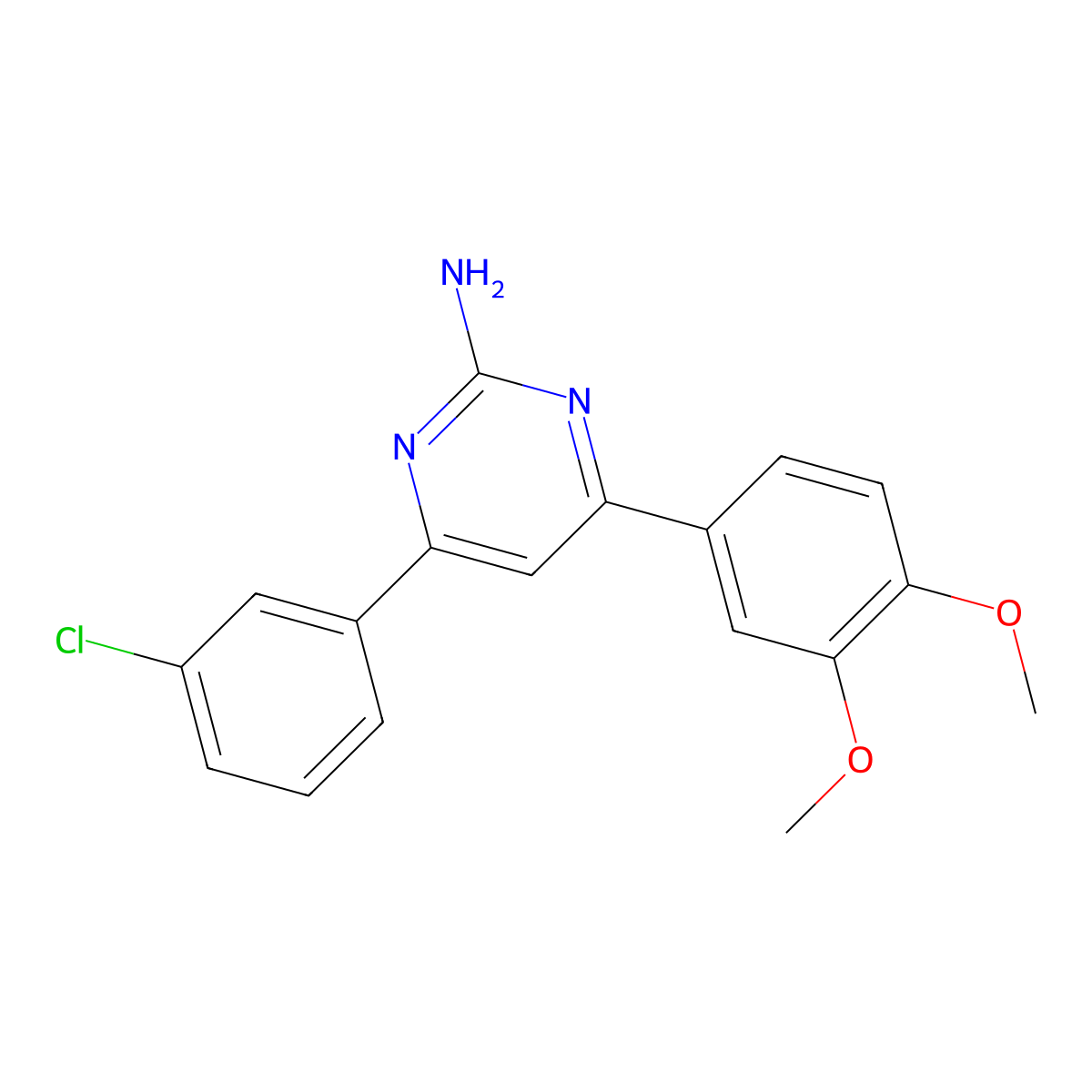 4-(3-Chlorophenyl)-6-(3,4-dimethoxyphenyl)pyrimidin-2-amine molecular structure, CAS 1354925-44-2