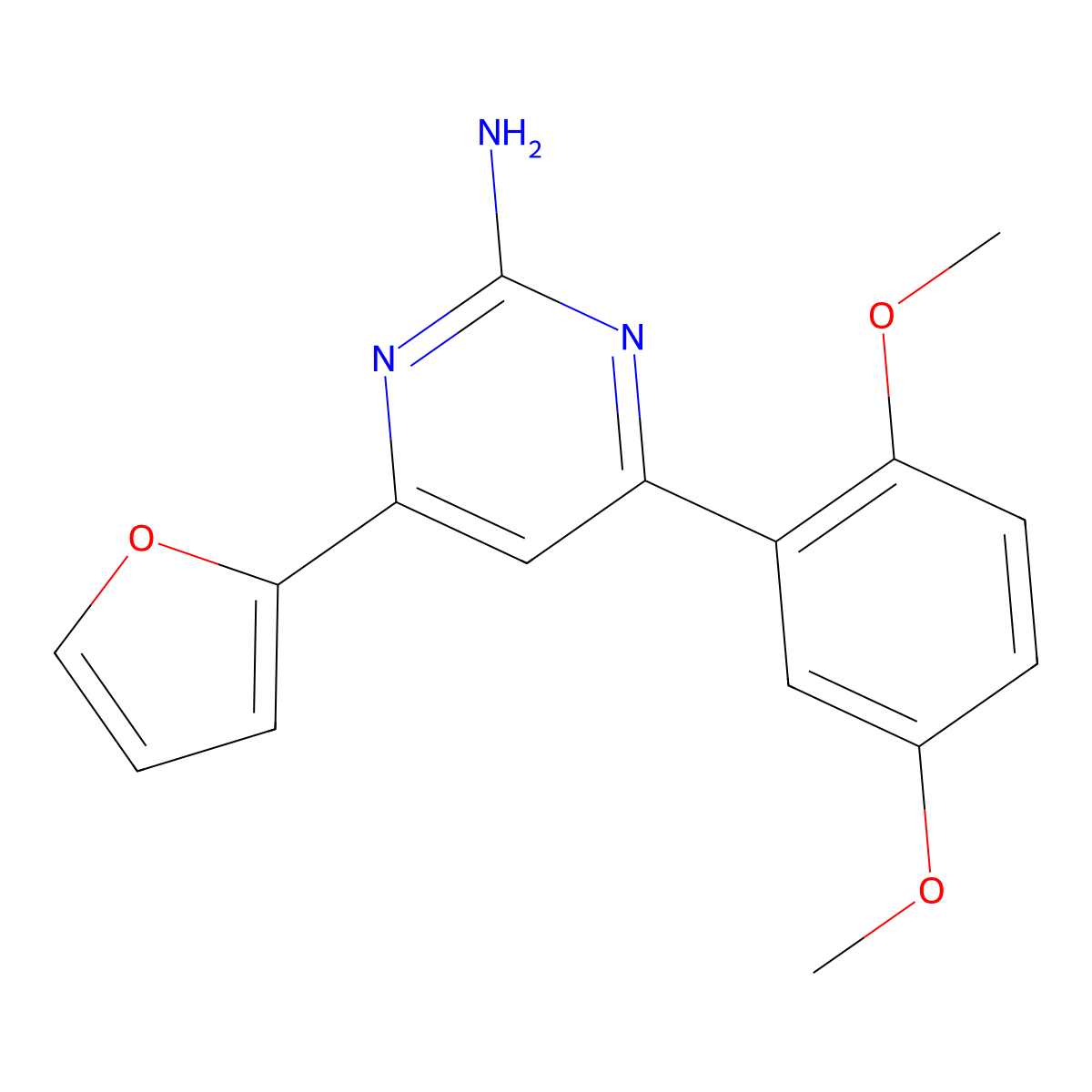 4-(2,5-Dimethoxyphenyl)-6-(furan-2-yl)pyrimidin-2-amine molecular structure, CAS 1354925-48-6