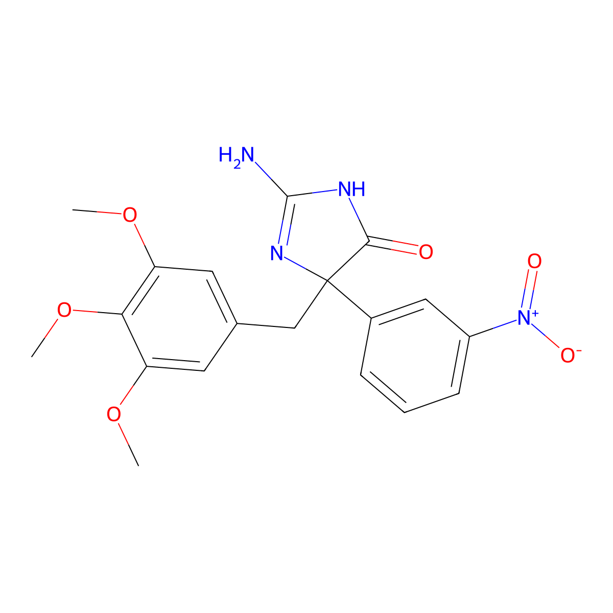 2-Amino-5-(3-nitrophenyl)-5-[(3,4,5-trimethoxyphenyl)methyl]-4,5-dihydro-1H-imidazol-4-one molecular structure, CAS 1354925-49-7