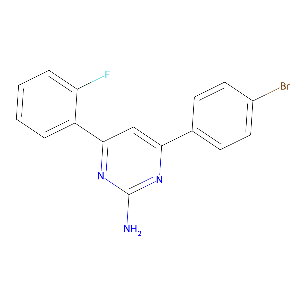 4-(4-Bromophenyl)-6-(2-fluorophenyl)pyrimidin-2-amine molecular structure, CAS 1354925-50-0