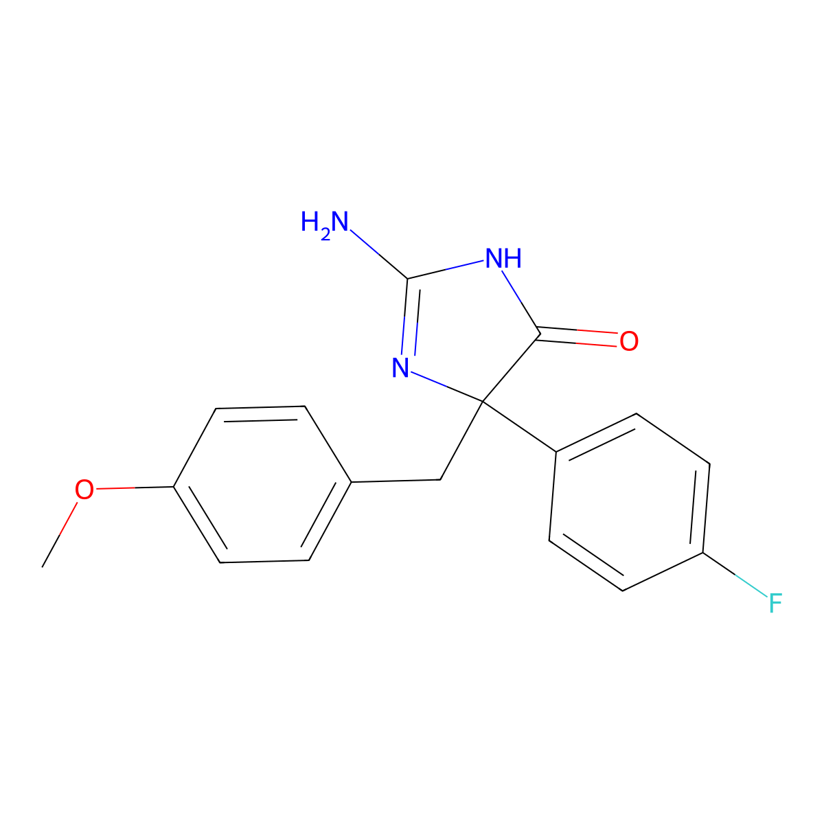 2-Amino-5-(4-fluorophenyl)-5-[(4-methoxyphenyl)methyl]-4,5-dihydro-1H-imidazol-4-one molecular structure, CAS 1354925-57-7