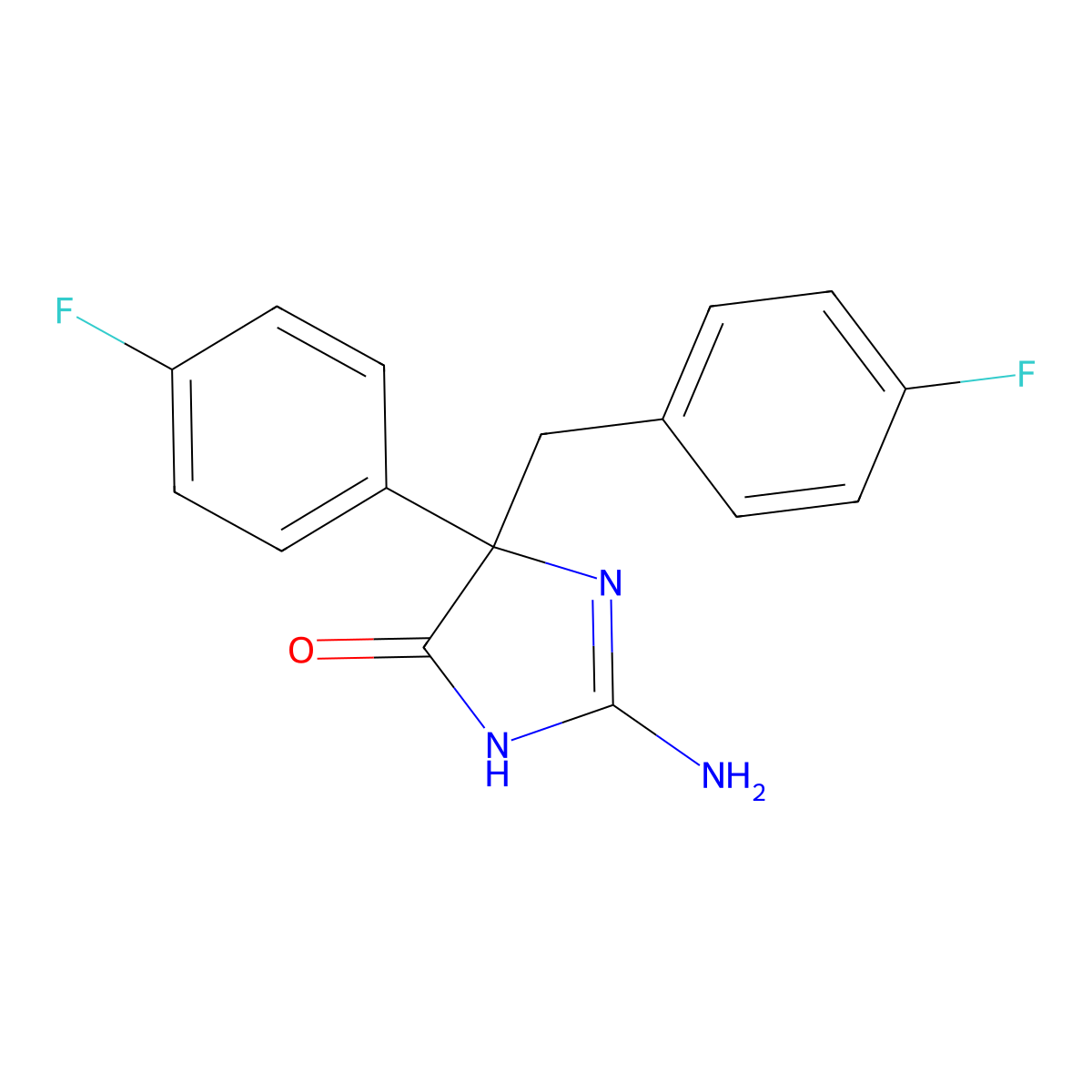 2-Amino-5-(4-fluorophenyl)-5-[(4-fluorophenyl)methyl]-4,5-dihydro-1H-imidazol-4-one molecular structure, CAS 1354925-65-7