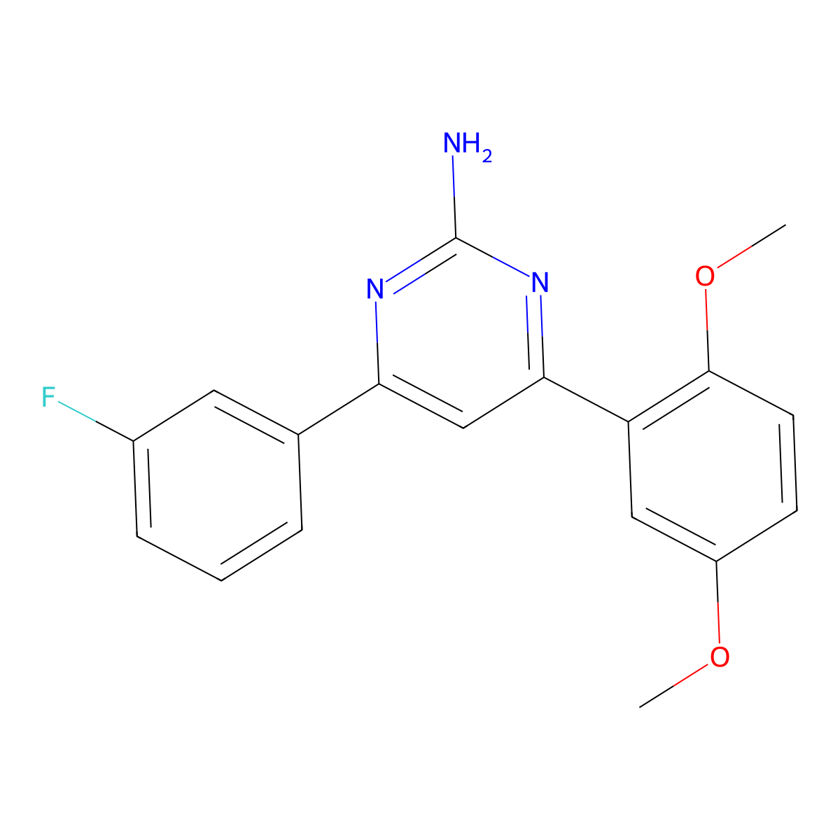4-(2,5-Dimethoxyphenyl)-6-(3-fluorophenyl)pyrimidin-2-amine molecular structure, CAS 1354925-66-8