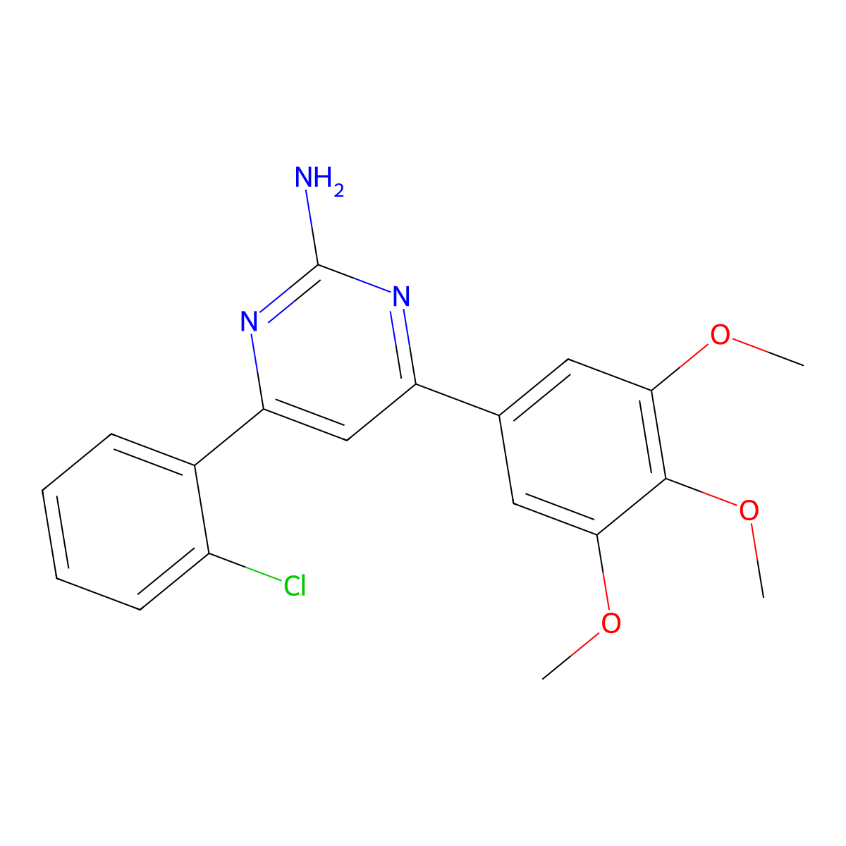4-(2-Chlorophenyl)-6-(3,4,5-trimethoxyphenyl)pyrimidin-2-amine molecular structure, CAS 1354925-73-7