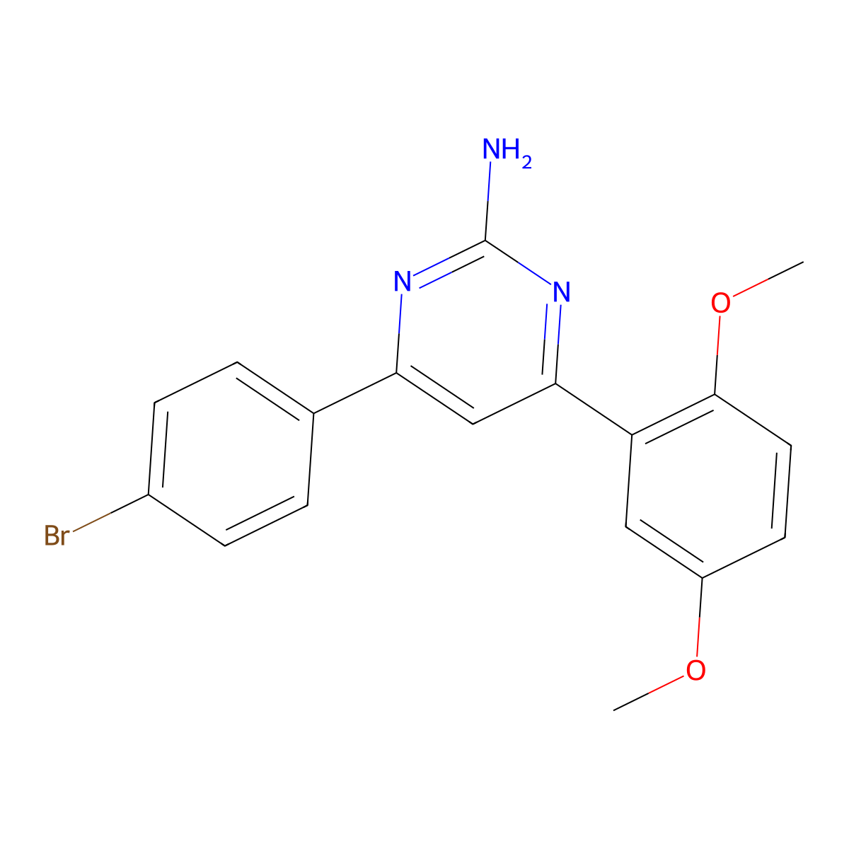 4-(4-Bromophenyl)-6-(2,5-dimethoxyphenyl)pyrimidin-2-amine molecular structure, CAS 1354925-76-0