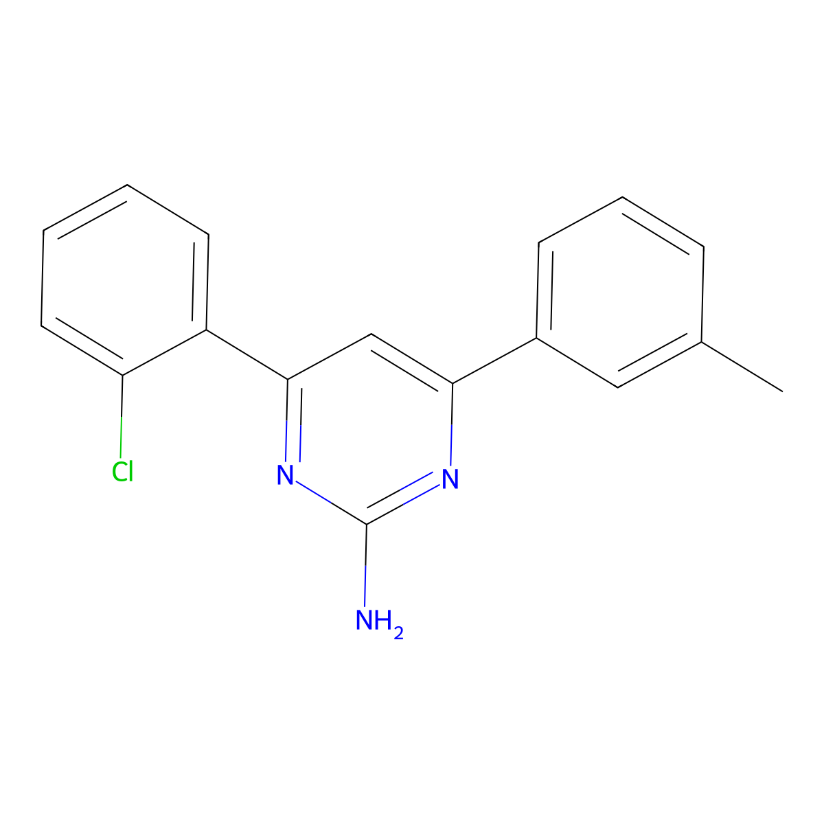 4-(2-Chlorophenyl)-6-(3-methylphenyl)pyrimidin-2-amine molecular structure, CAS 1354925-80-6
