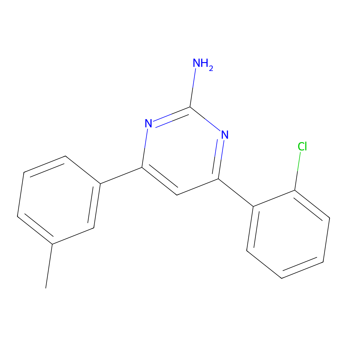 4-(2-Chlorophenyl)-6-(3-methylphenyl)pyrimidin-2-amine molecular structure, CAS 1354925-80-6