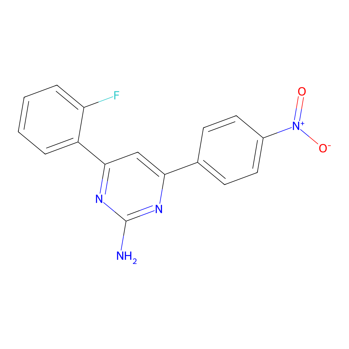 4-(2-Fluorophenyl)-6-(4-nitrophenyl)pyrimidin-2-amine molecular structure, CAS 1354925-81-7