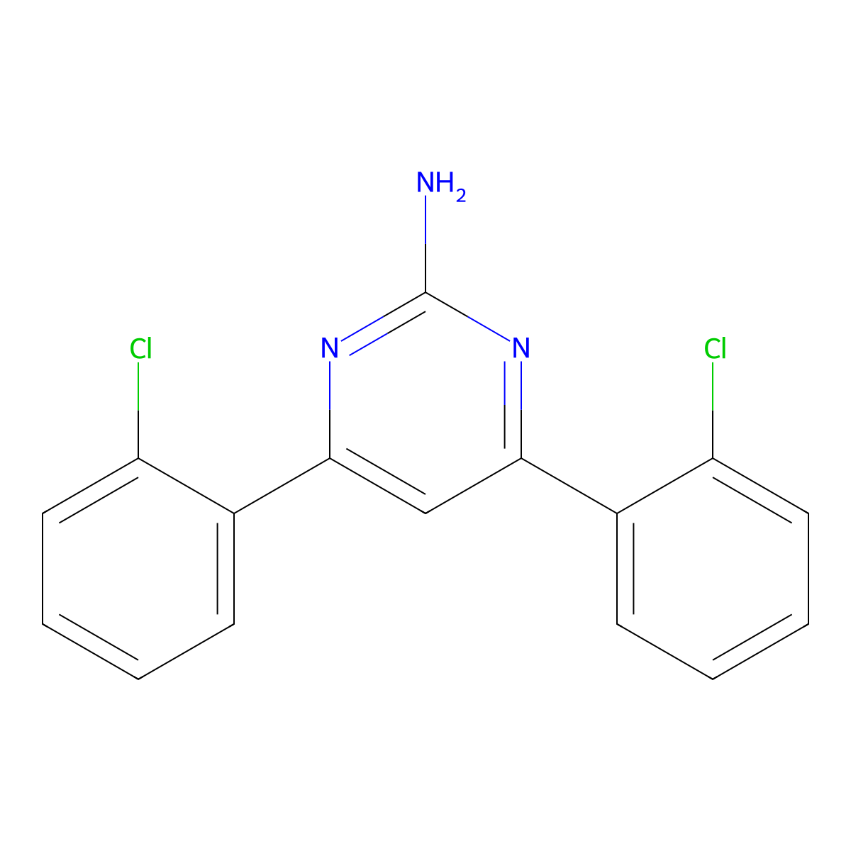 4,6-Bis(2-chlorophenyl)pyrimidin-2-amine molecular structure, CAS 1354925-91-9