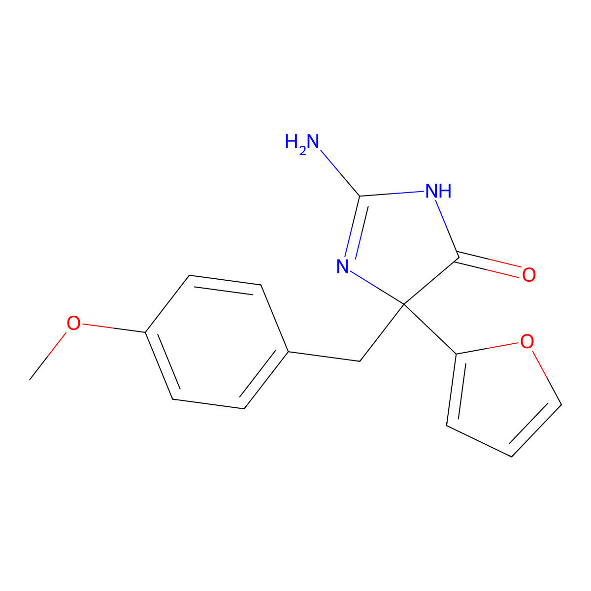 2-Amino-5-(furan-2-yl)-5-[(4-methoxyphenyl)methyl]-4,5-dihydro-1H-imidazol-4-one molecular structure, CAS 1354925-92-0