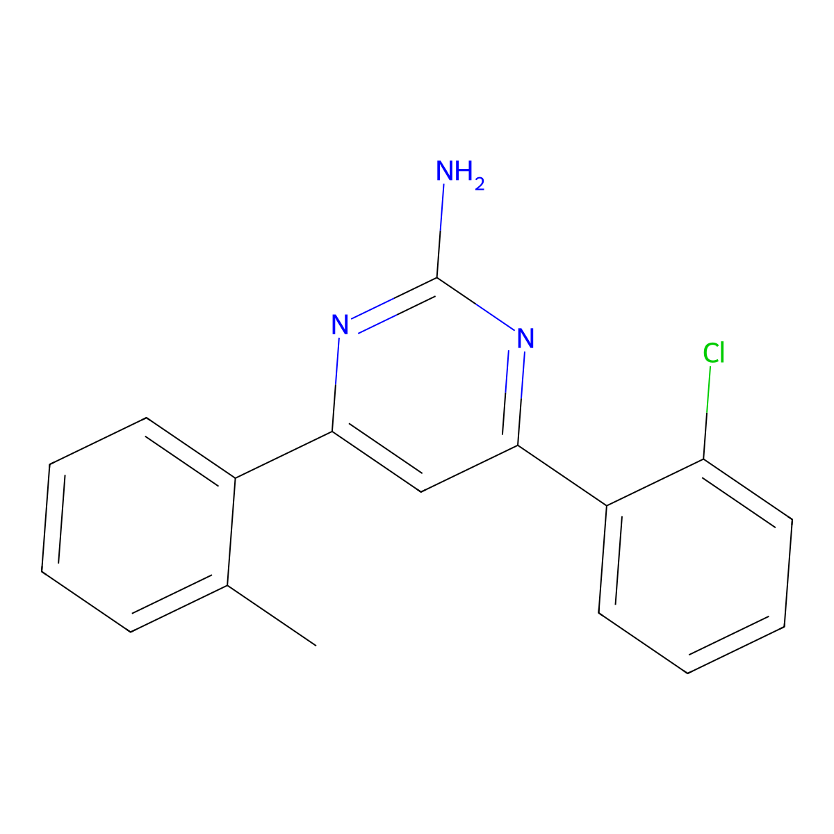 4-(2-Chlorophenyl)-6-(2-methylphenyl)pyrimidin-2-amine molecular structure, CAS 1354925-96-4