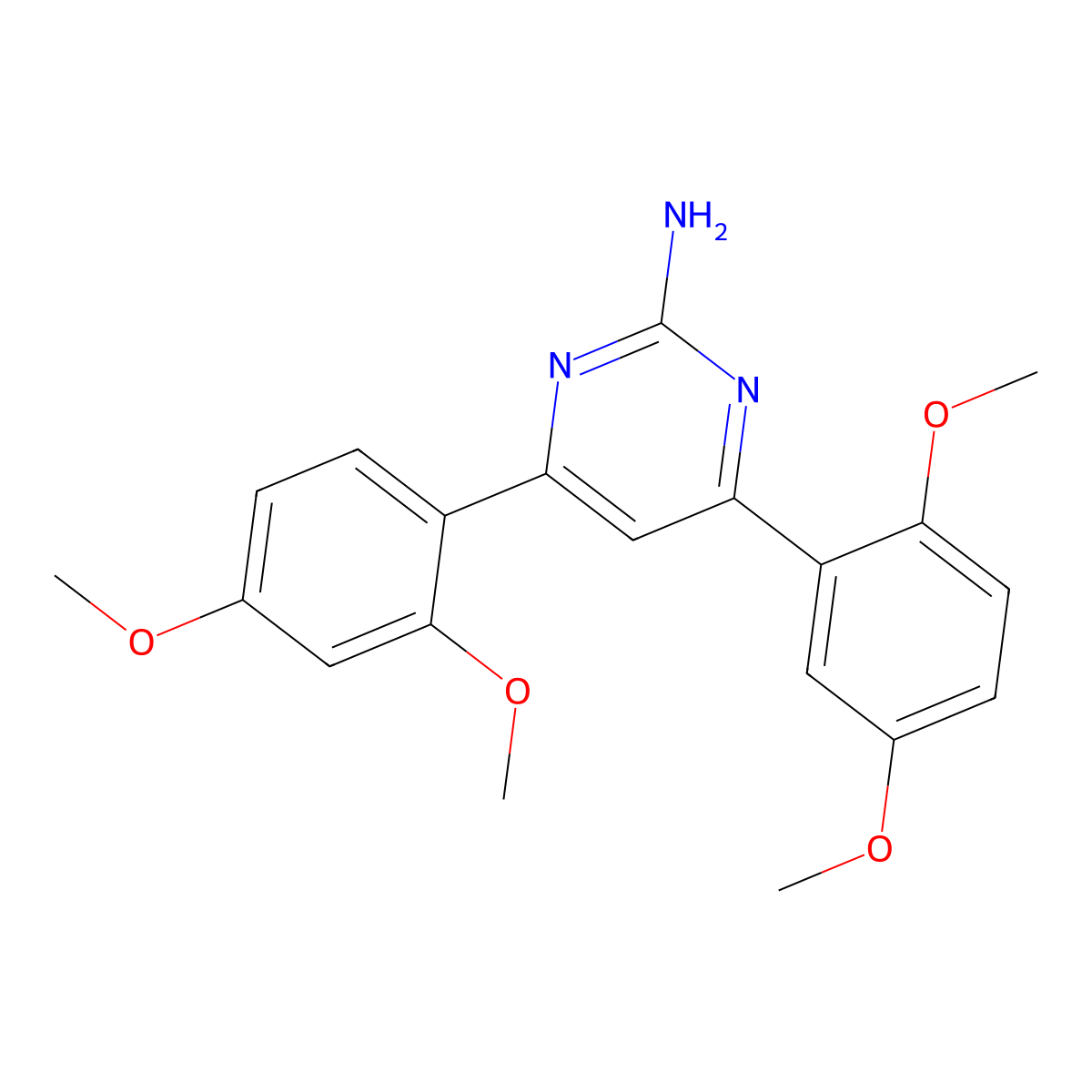 4-(2,4-Dimethoxyphenyl)-6-(2,5-dimethoxyphenyl)pyrimidin-2-amine molecular structure, CAS 1354926-07-0
