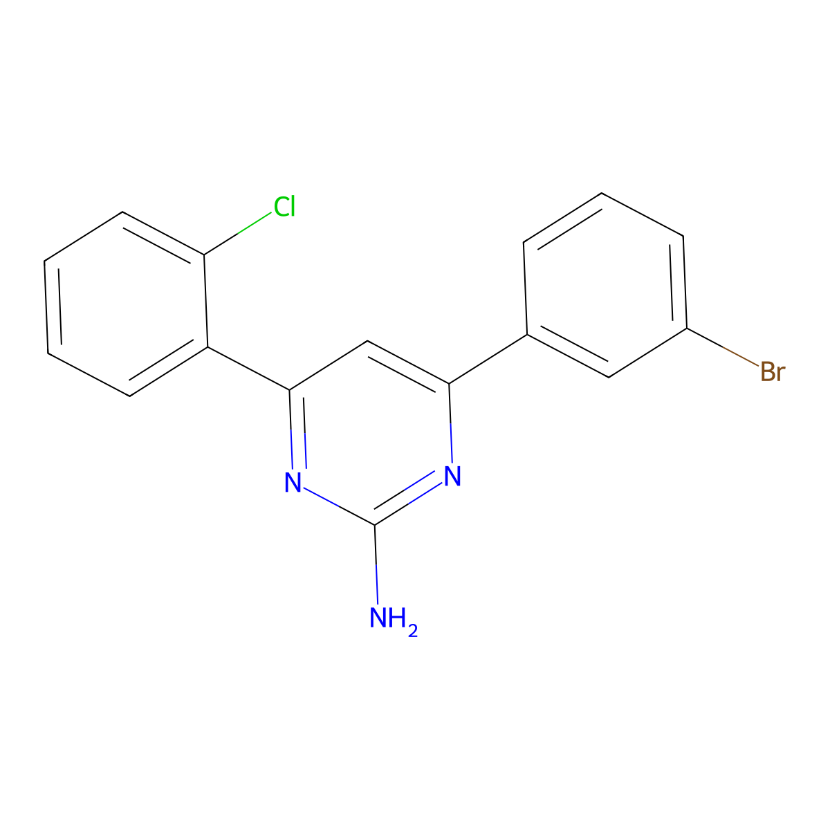 4-(3-Bromophenyl)-6-(2-chlorophenyl)pyrimidin-2-amine molecular structure, CAS 1354926-09-2