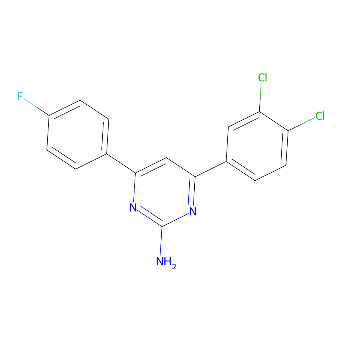 4-(3,4-Dichlorophenyl)-6-(4-fluorophenyl)pyrimidin-2-amine molecular structure, CAS 1354926-20-7