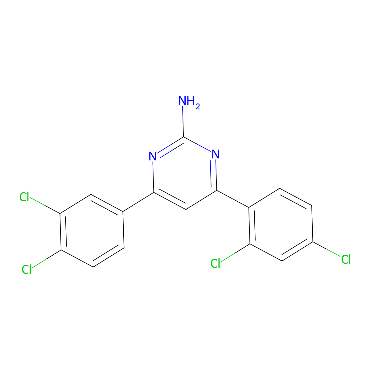 4-(2,4-Dichlorophenyl)-6-(3,4-dichlorophenyl)pyrimidin-2-amine molecular structure, CAS 1354926-24-1