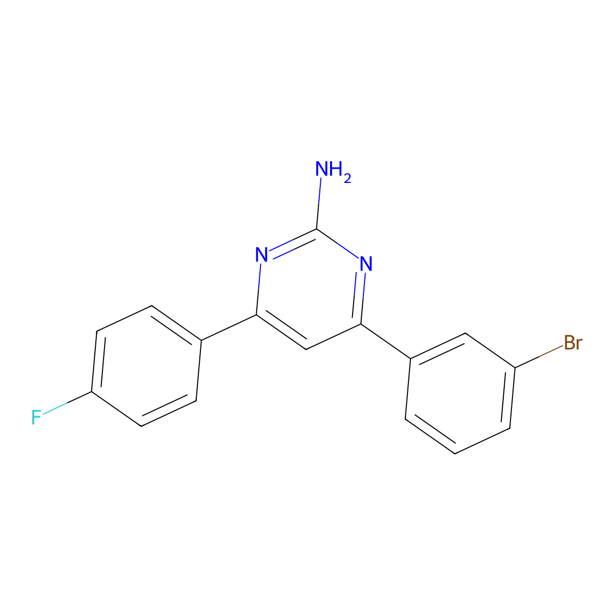4-(3-Bromophenyl)-6-(4-fluorophenyl)pyrimidin-2-amine molecular structure, CAS 1354926-28-5