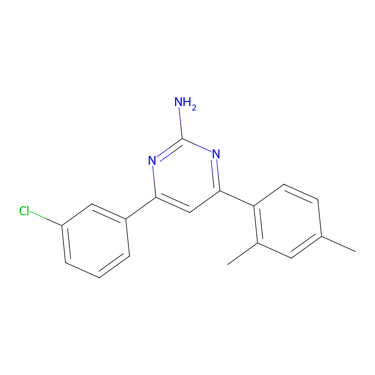 4-(3-Chlorophenyl)-6-(2,4-dimethylphenyl)pyrimidin-2-amine molecular structure, CAS 1354926-32-1