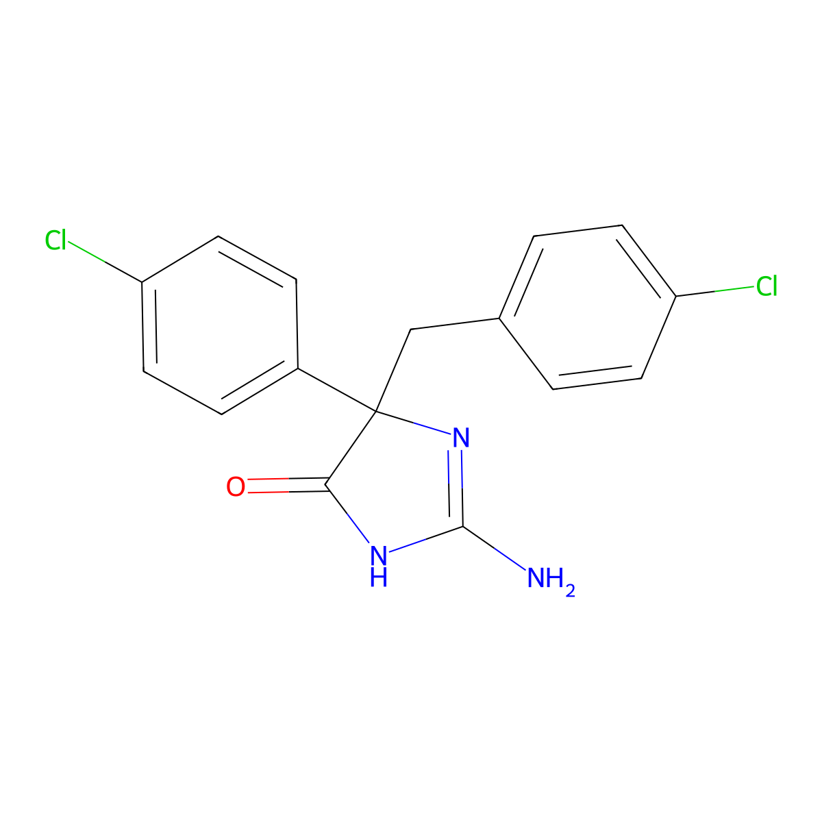 2-Amino-5-(4-chlorophenyl)-5-[(4-chlorophenyl)methyl]-4,5-dihydro-1H-imidazol-4-one molecular structure, CAS 1354926-35-4