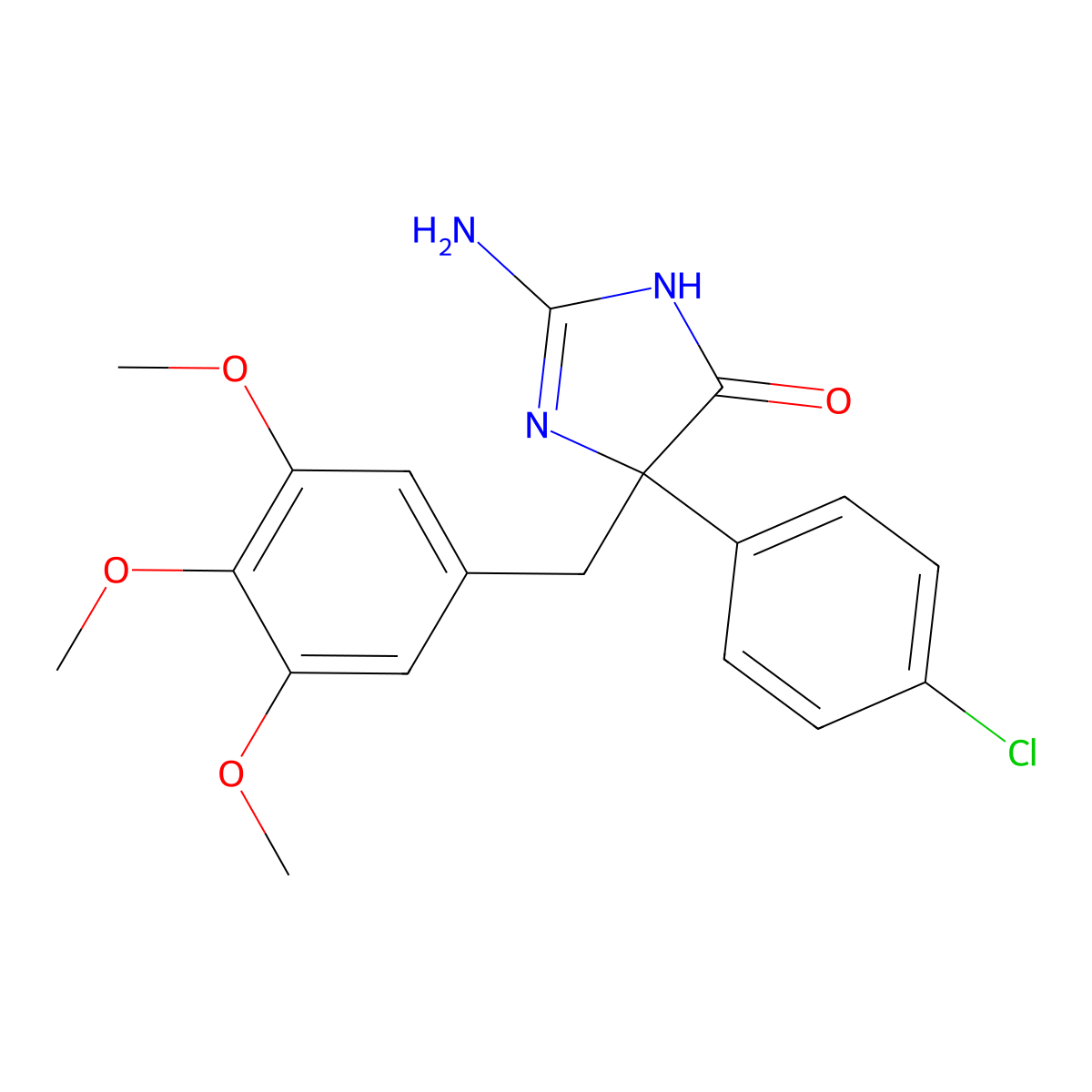 2-Amino-5-(4-chlorophenyl)-5-[(3,4,5-trimethoxyphenyl)methyl]-4,5-dihydro-1H-imidazol-4-one molecular structure, CAS 1354926-37-6
