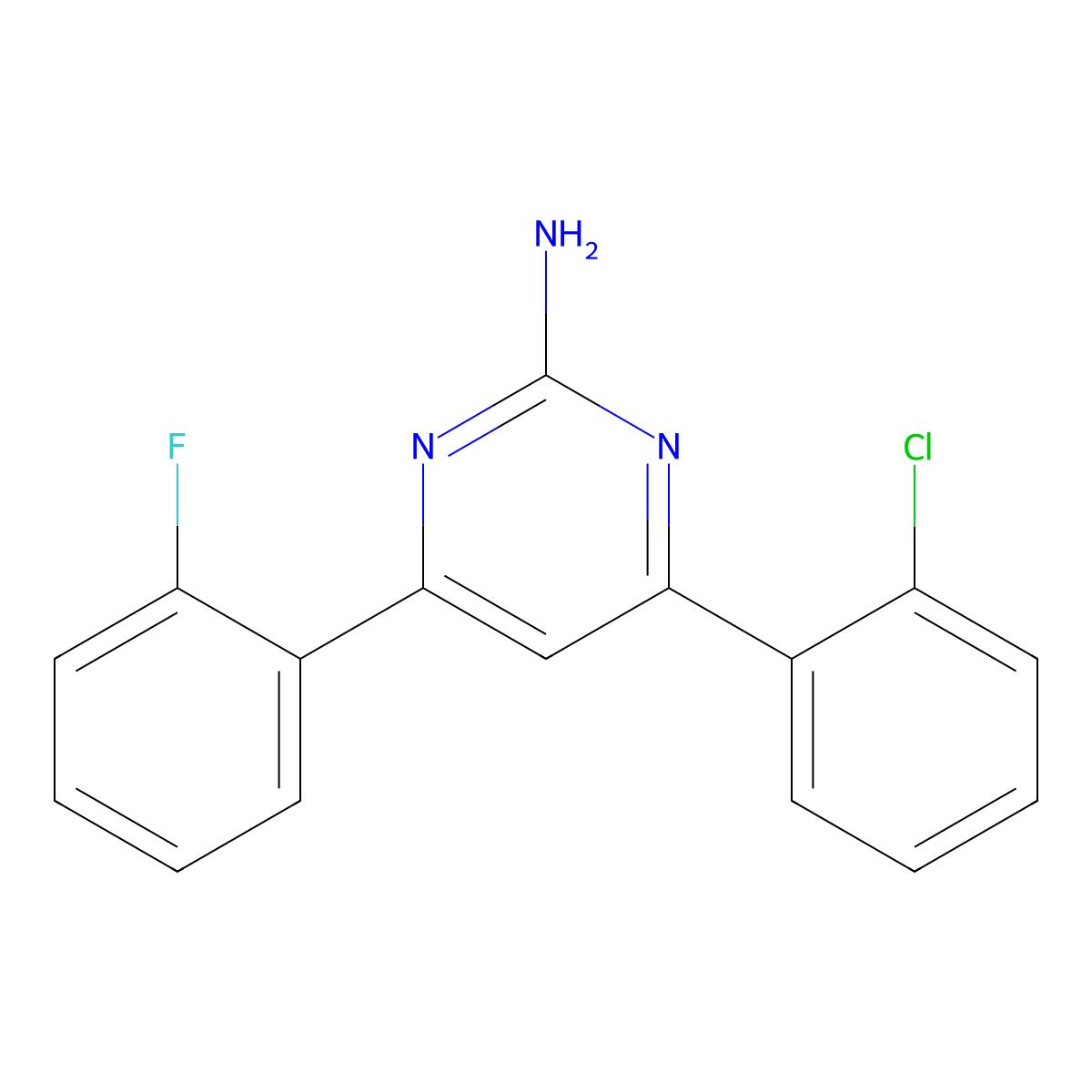 4-(2-Chlorophenyl)-6-(2-fluorophenyl)pyrimidin-2-amine molecular structure, CAS 1354926-54-7