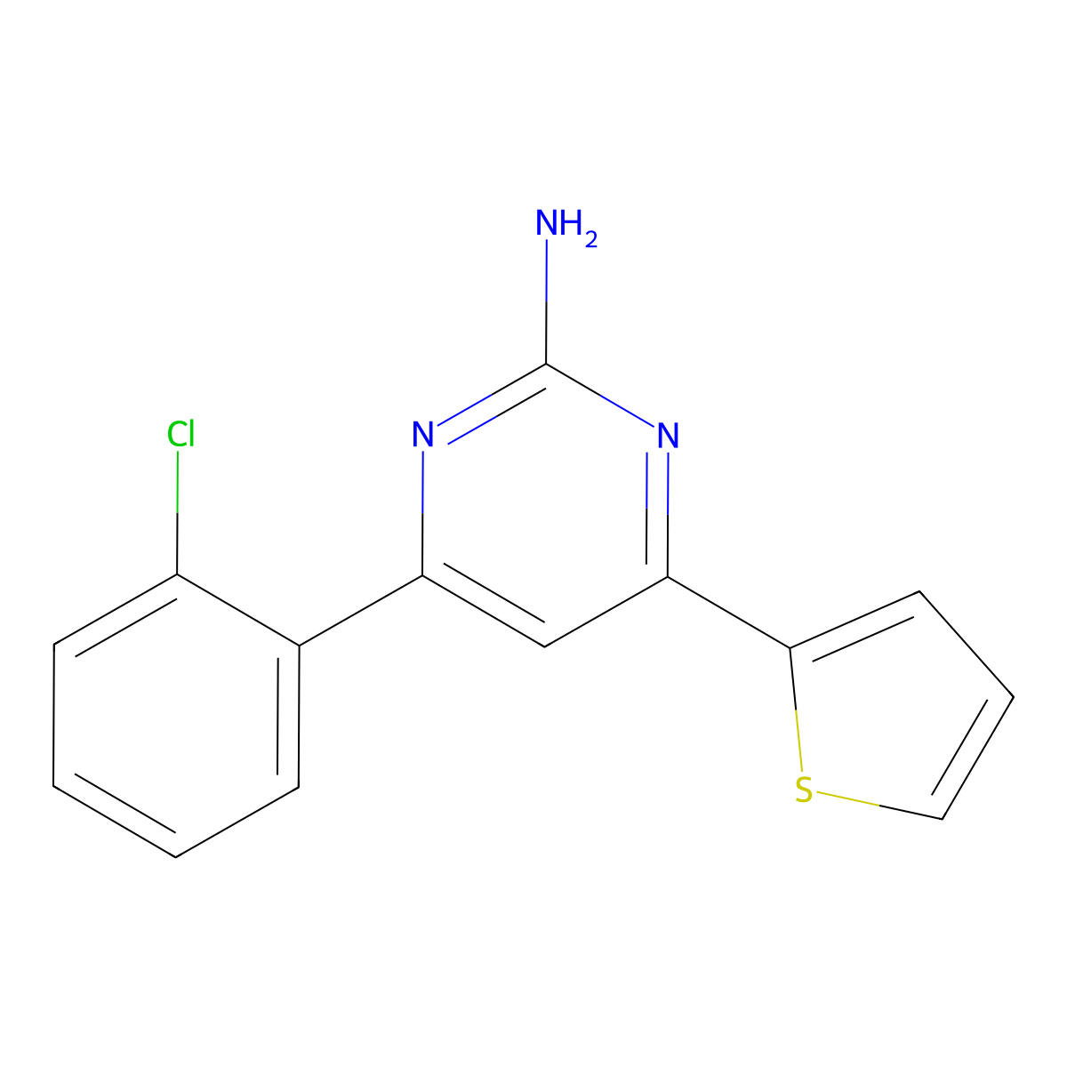 4-(2-Chlorophenyl)-6-(thiophen-2-yl)pyrimidin-2-amine molecular structure, CAS 1354926-57-0
