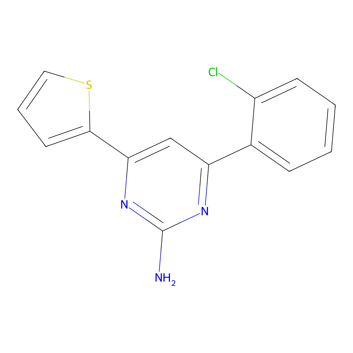 4-(2-Chlorophenyl)-6-(thiophen-2-yl)pyrimidin-2-amine molecular structure, CAS 1354926-57-0