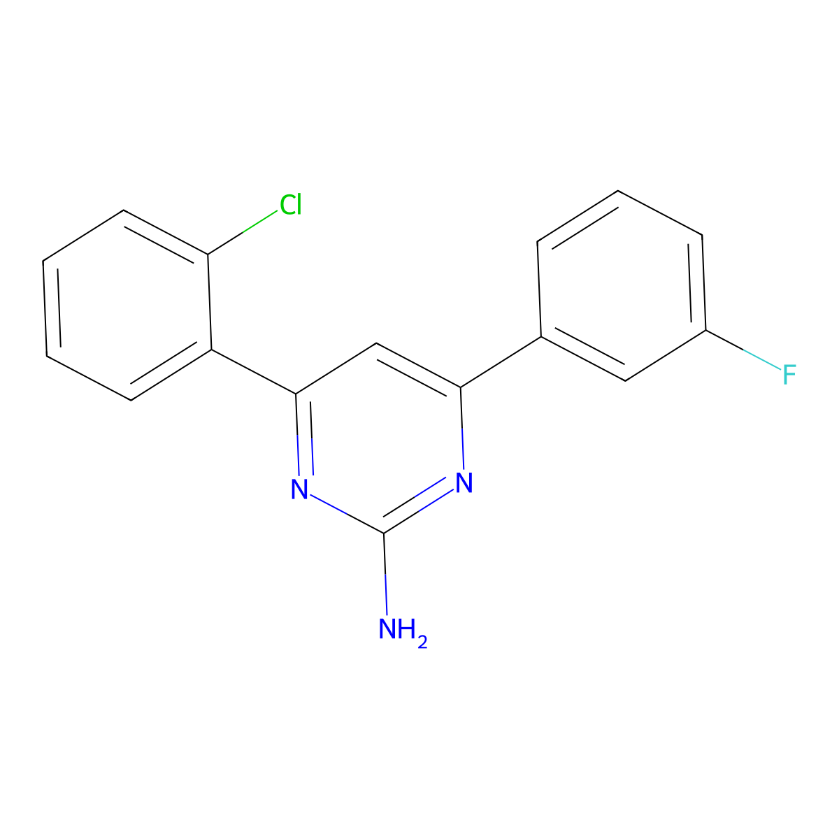 4-(2-Chlorophenyl)-6-(3-fluorophenyl)pyrimidin-2-amine molecular structure, CAS 1354926-58-1