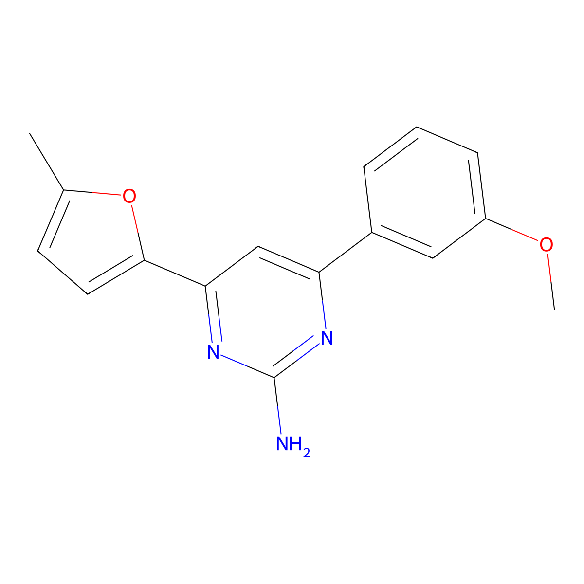 4-(3-Methoxyphenyl)-6-(5-methylfuran-2-yl)pyrimidin-2-amine molecular structure, CAS 1354926-66-1