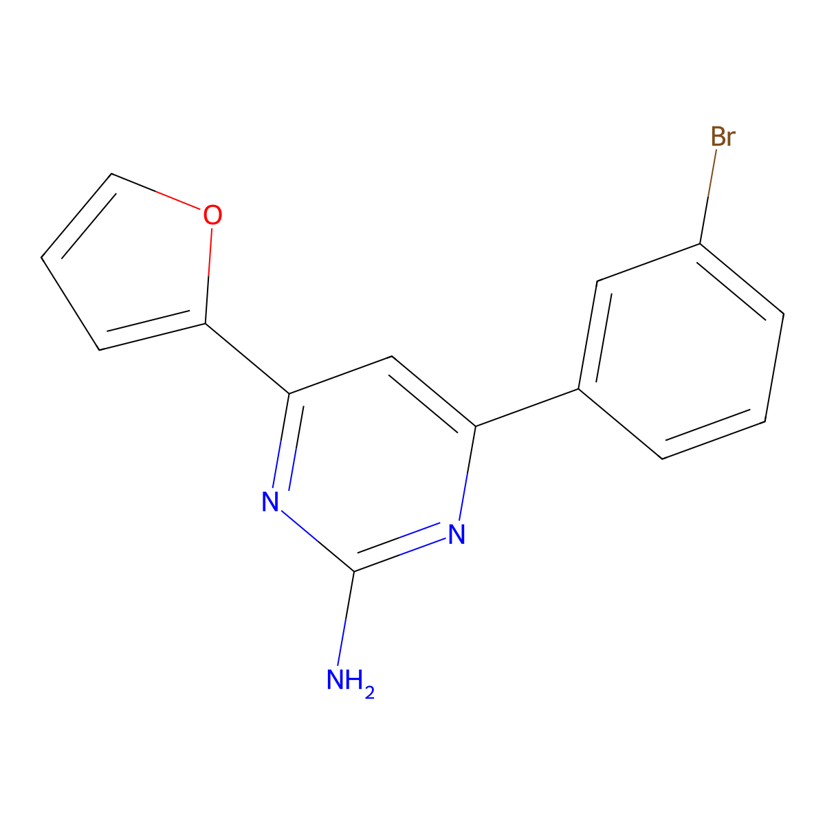 4-(3-Bromophenyl)-6-(furan-2-yl)pyrimidin-2-amine molecular structure, CAS 1354926-73-0